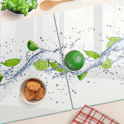 Tabla de cortar de cristal Limones y agua de hojas