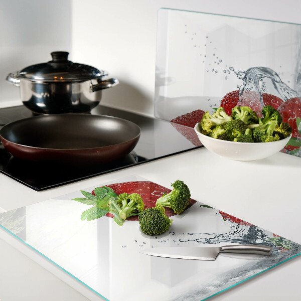 Tabla de cortar de cristal Fresas en agua