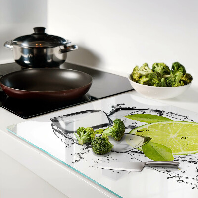 Szklana deska kuchenna Cytryna z lodem i liśćmi