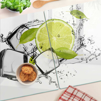 Tabla para cortar Limón con hielo y hojas