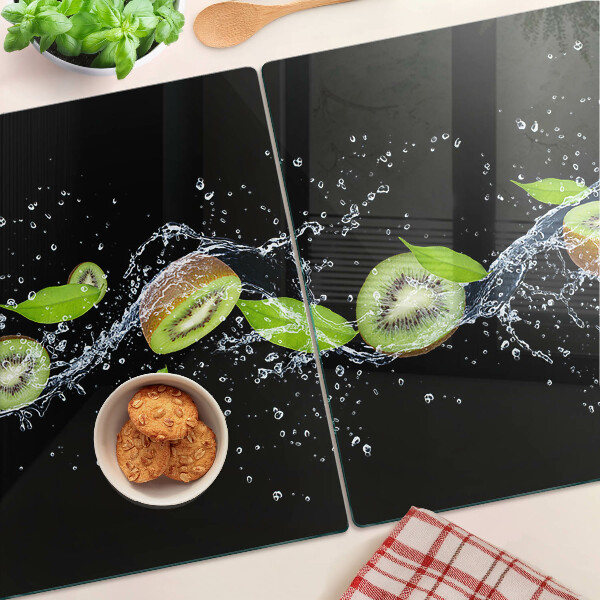 Deska kuchenna szklana Kiwi w wodzie z liśćmi