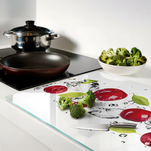 Tabla de cocina Manzanas rojas con hielo