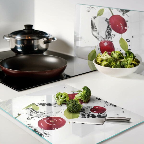 Tabla de cocina Manzanas rojas con hielo