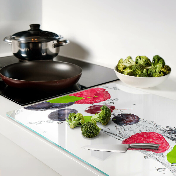 Tabla de cortar de cristal Fruta en agua