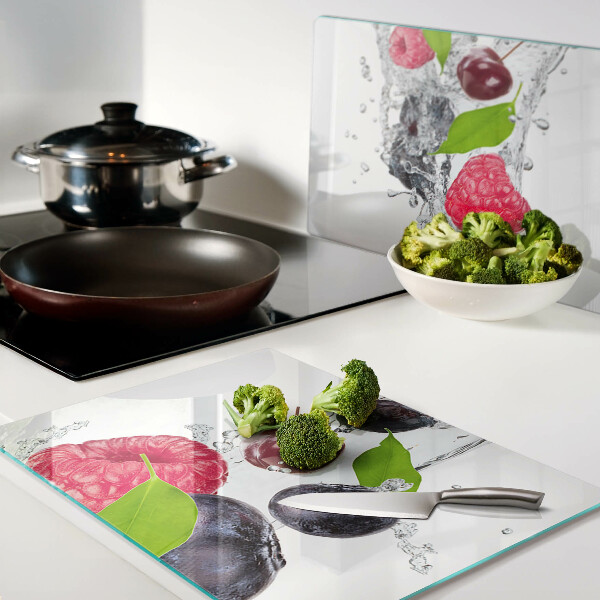 Tabla de cortar de cristal Fruta en agua