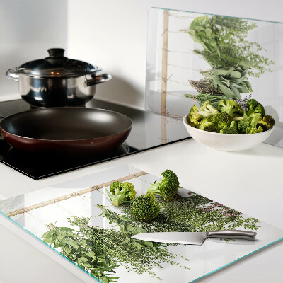 Deska kuchenna szklana Suszone zioła na sznurku