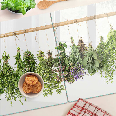 Deska kuchenna szklana Suszone zioła na sznurku