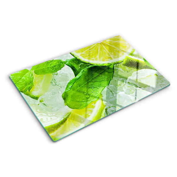 Tabla para cortar Limones y hojas de menta