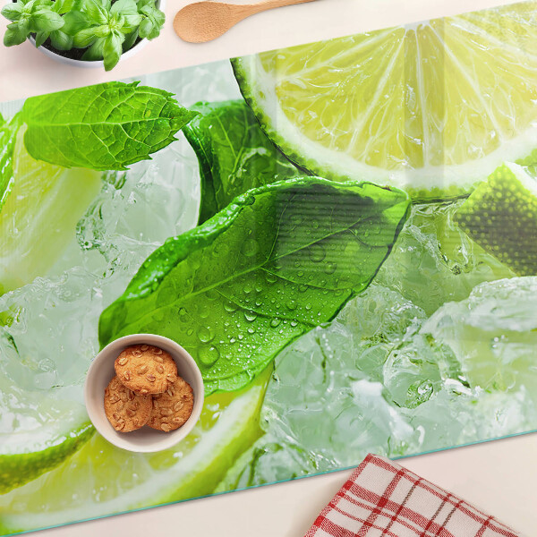 Tabla para cortar Limones y hojas de menta