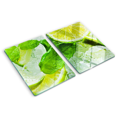 Tabla para cortar Limones y hojas de menta