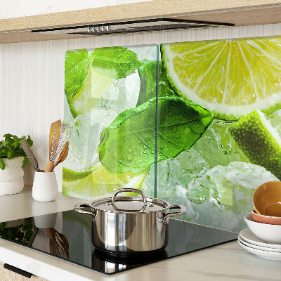 Tabla para cortar Limones y hojas de menta