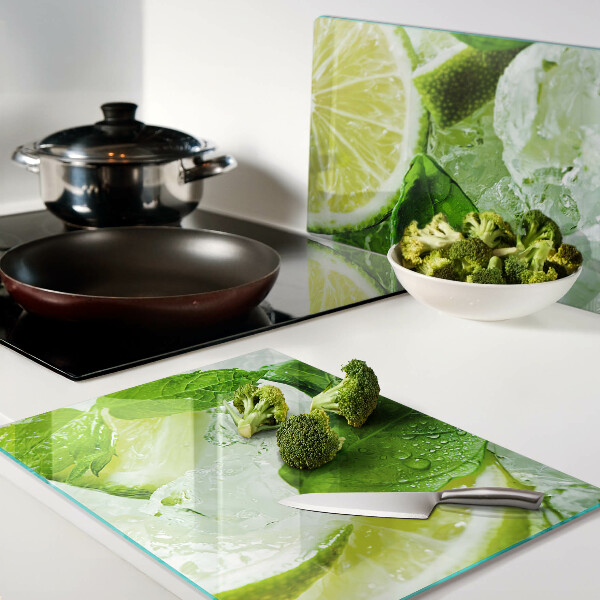 Tabla para cortar Limones y hojas de menta