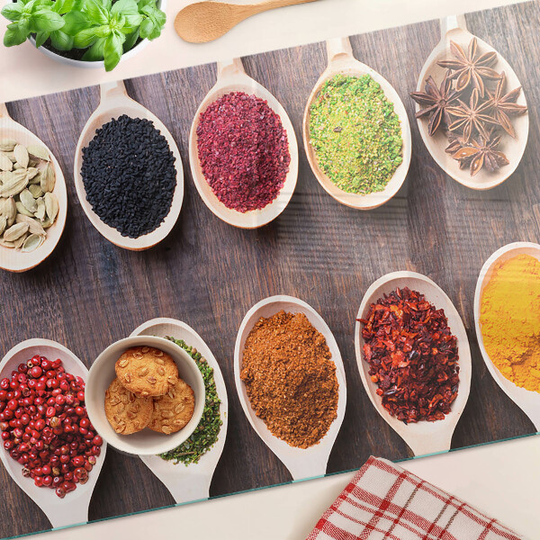 Tabla de cocina Especias en cucharas