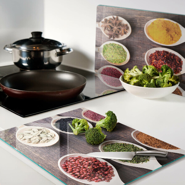 Tabla de cocina Especias en cucharas