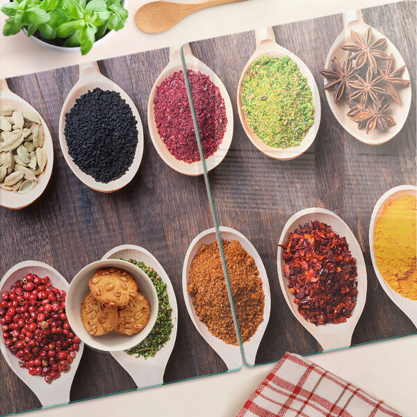 Tabla de cocina Especias en cucharas