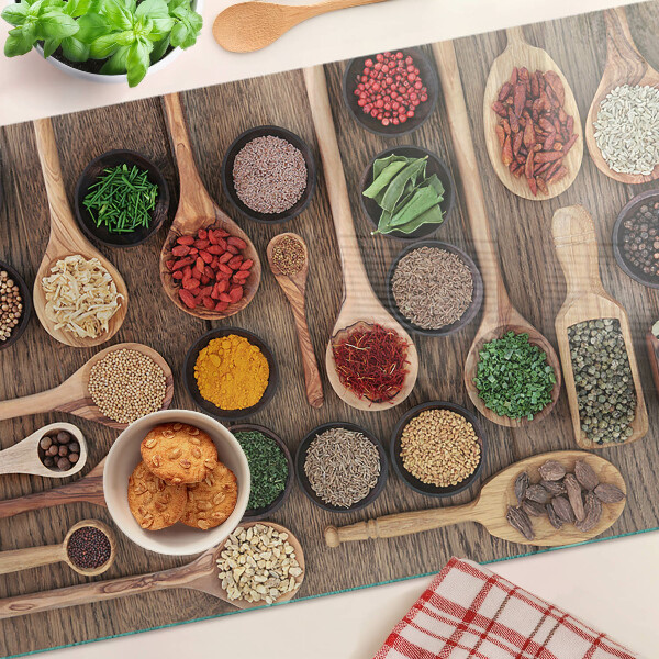 Tabla para cortar Especias y hierbas en cucharas.