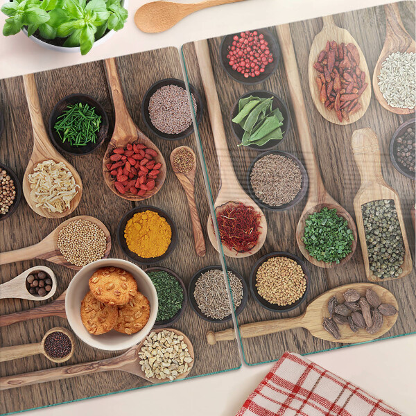 Tabla para cortar Especias y hierbas en cucharas.