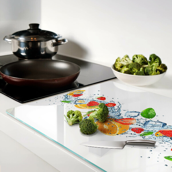 Tabla de cortar de cristal Frutas y hojas coloridas