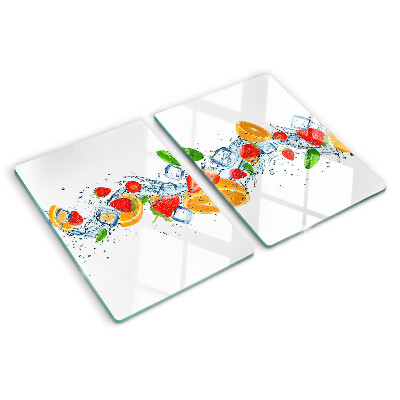 Tabla de cortar de cristal Frutas y hojas coloridas