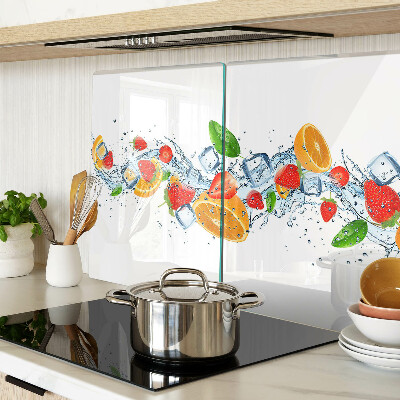 Tabla de cortar de cristal Frutas y hojas coloridas