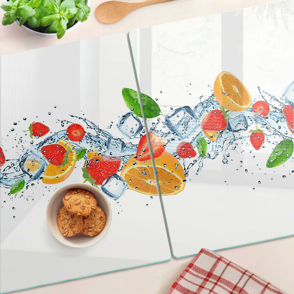 Tabla de cortar de cristal Frutas y hojas coloridas