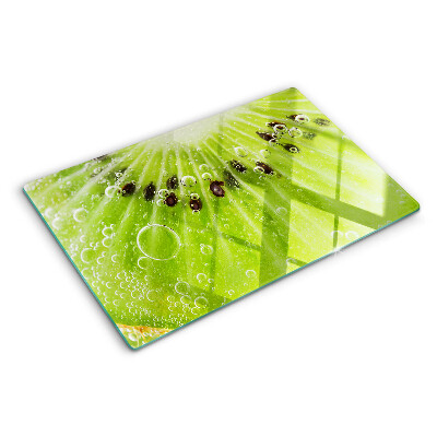 Tabla de cortar de cristal Kiwi con gotas de agua