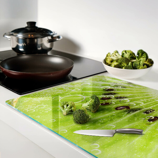 Tabla de cortar de cristal Kiwi con gotas de agua