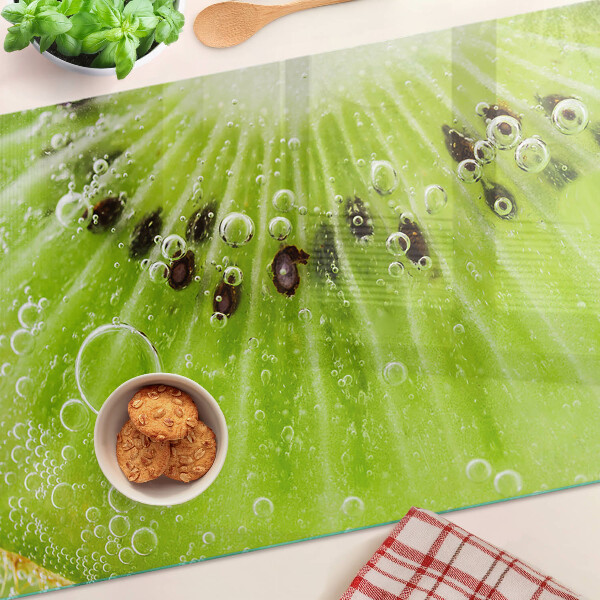Tabla de cortar de cristal Kiwi con gotas de agua
