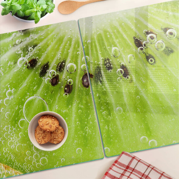 Tabla de cortar de cristal Kiwi con gotas de agua
