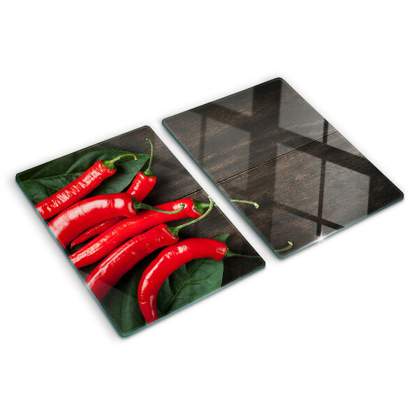 Tabla para cortar Chiles sobre un fondo de madera