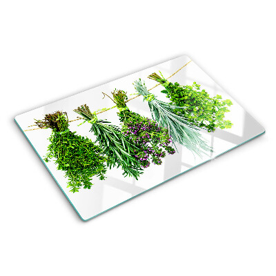 Szklana deska kuchenna Suszone zioła na sznurku