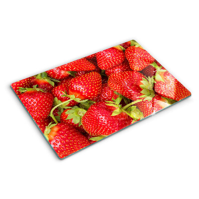 Tabla de cortar de cristal Fresas en el fondo