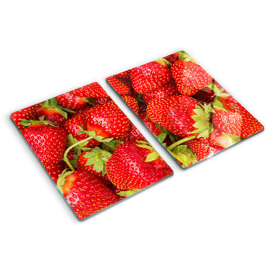 Tabla de cortar de cristal Fresas en el fondo