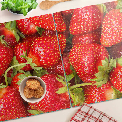Tabla de cortar de cristal Fresas en el fondo