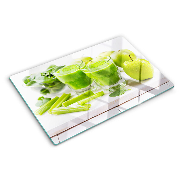Tabla de cocina Batido verde con ingredientes frescos