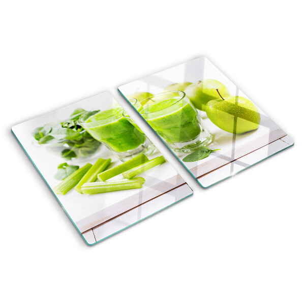 Tabla de cocina Batido verde con ingredientes frescos