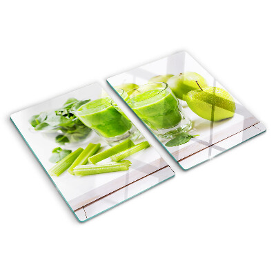 Tabla de cocina Batido verde con ingredientes frescos