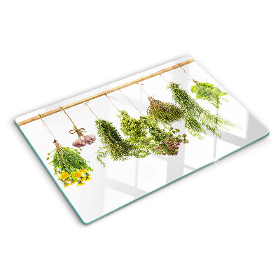 Tabla de cortar de cristal Hierbas en manojos colgantes