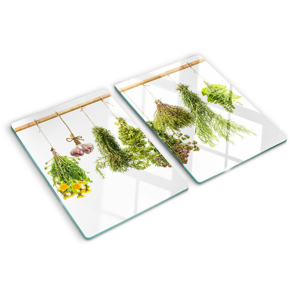 Tabla de cortar de cristal Hierbas en manojos colgantes