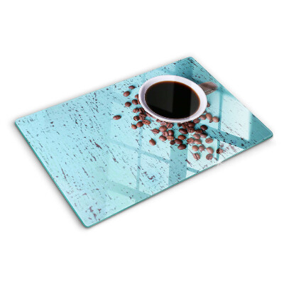 Tabla de cortar de cristal Café y granos de café