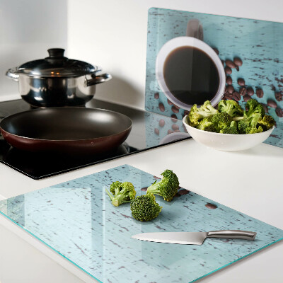 Tabla de cortar de cristal Café y granos de café