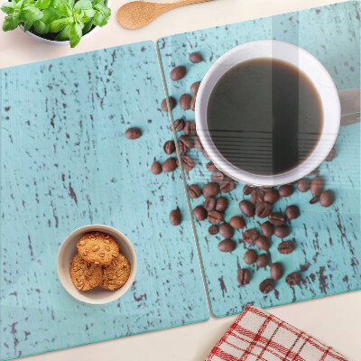 Tabla de cortar de cristal Café y granos de café