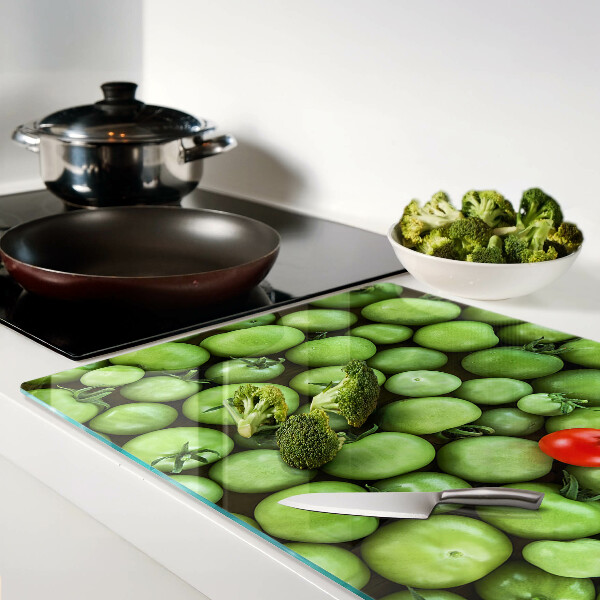 Tabla de cortar Tomates verdes con acento rojo.