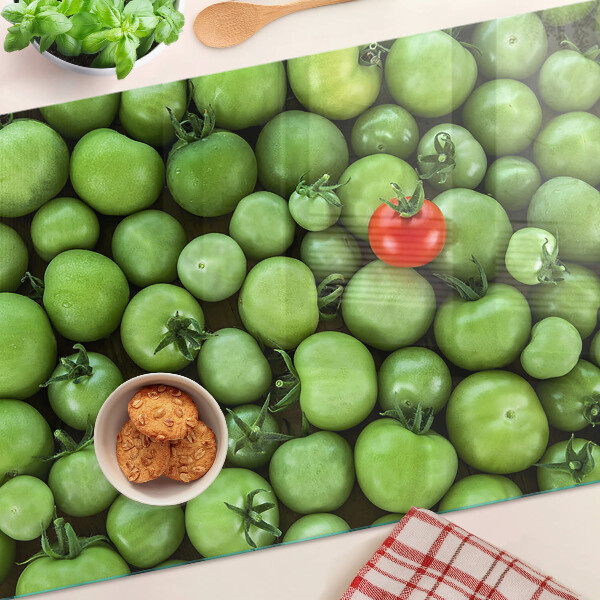 Tabla de cortar Tomates verdes con acento rojo.