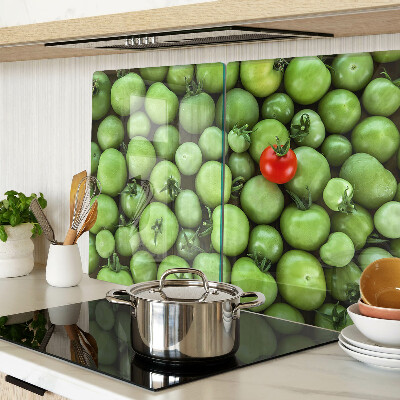 Tabla de cortar Tomates verdes con acento rojo.