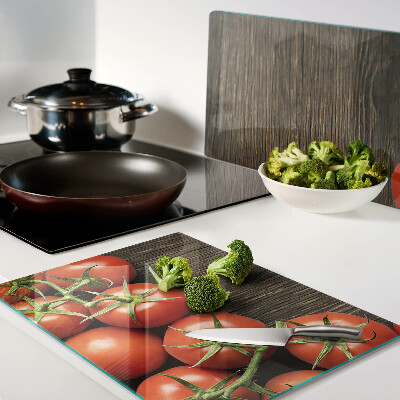 Szklana deska do krojenia Pomidory na tle drewna