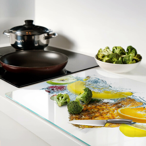 Tabla de cortar de cristal Fruta en agua