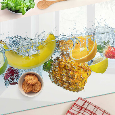 Tabla de cortar de cristal Fruta en agua
