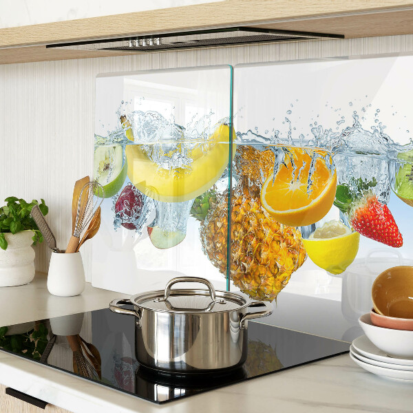 Tabla de cortar de cristal Fruta en agua