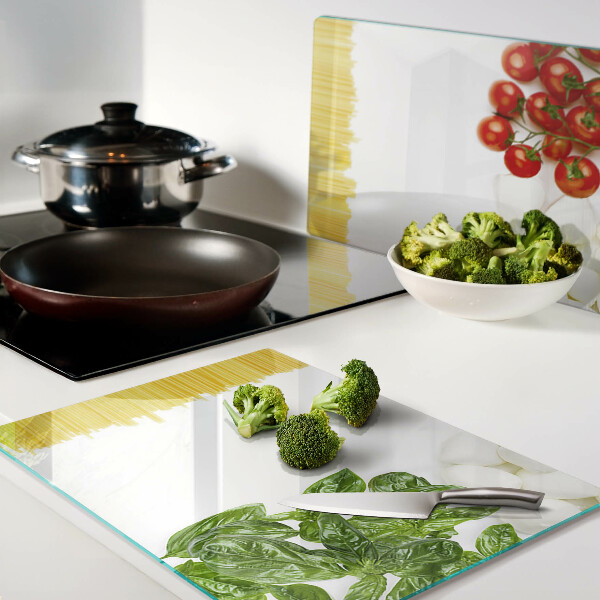 Szklana deska kuchenna Makaron z ziołami i pomidorami